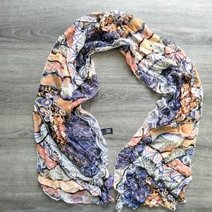 Dana Herbert 100% Silk Floral Rectangular Colorful Scarf 11" x 52" Made In USA